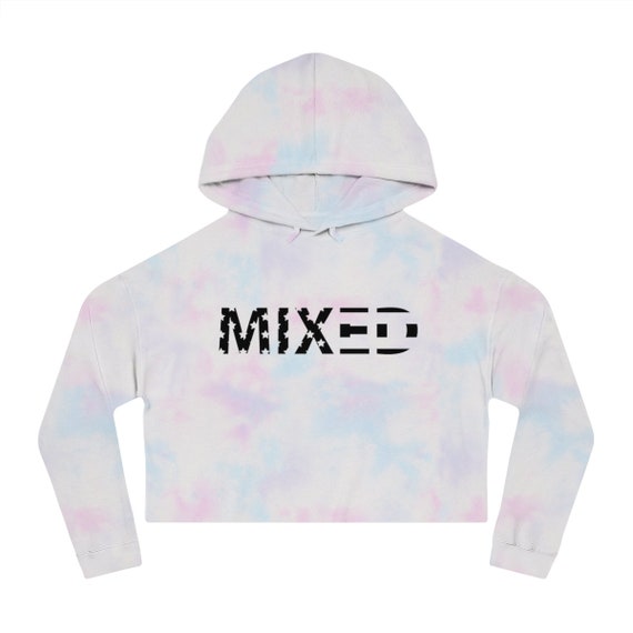 Women's Cropped Hooded Sweatshirt MIXED American BLK - Cultural Pride Tee - MixedChick | My Culture is American Relaxed Crop Hoodie