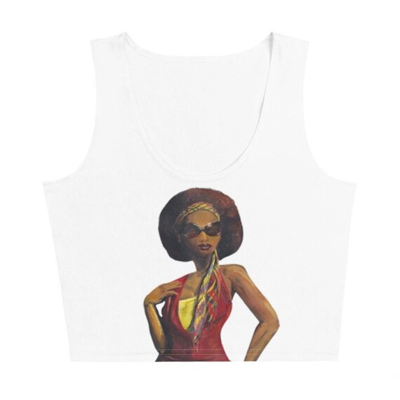 Black American Diamond Crop Top Tank