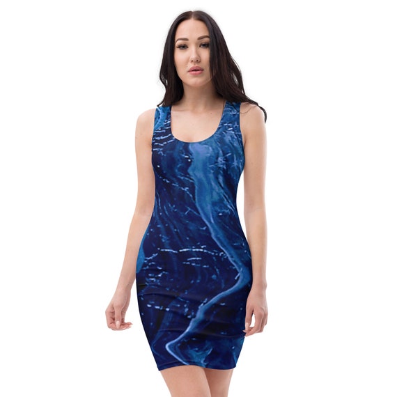 Life is Art Mystique Blue Bodycon Women's Seemless Dress - Blue Tide Collection - Life is Art by Angelique Moore