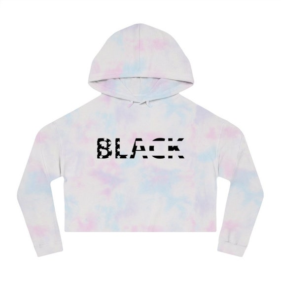 LAM Black American Women's Cropped Hooded Sweatshirt - Afrocentric Tee - Black is Beautiful | Black is American Relaxed Crop Hoodie