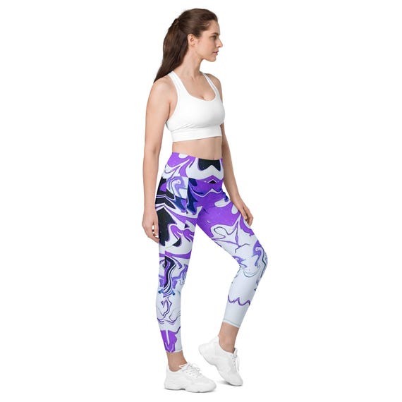 Sasebo Paint Pour Leggings with pockets / Life is Art Designer Activewear / High-waisted Fashion Leggings