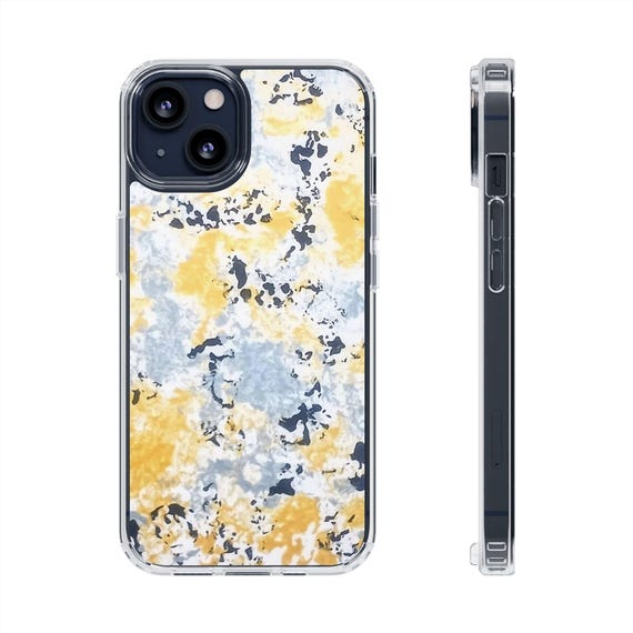 Golden Flake Clear Phone Case / Flexible Clear Case/ iPhone Compatible Case / Samsung Compatible Phone Case