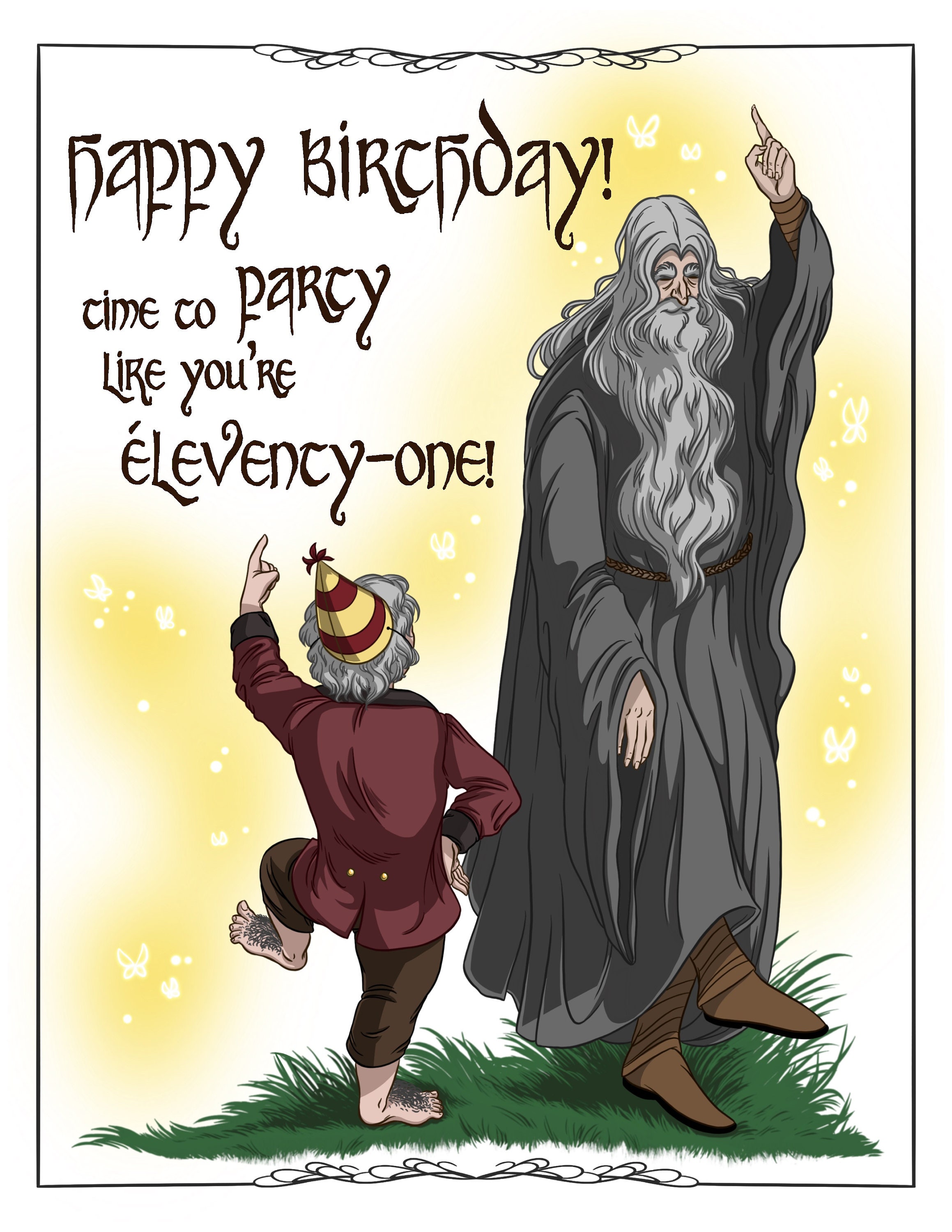 Bilbos Birthday Lord of the Rings Hobbit Birthday Card | Etsy