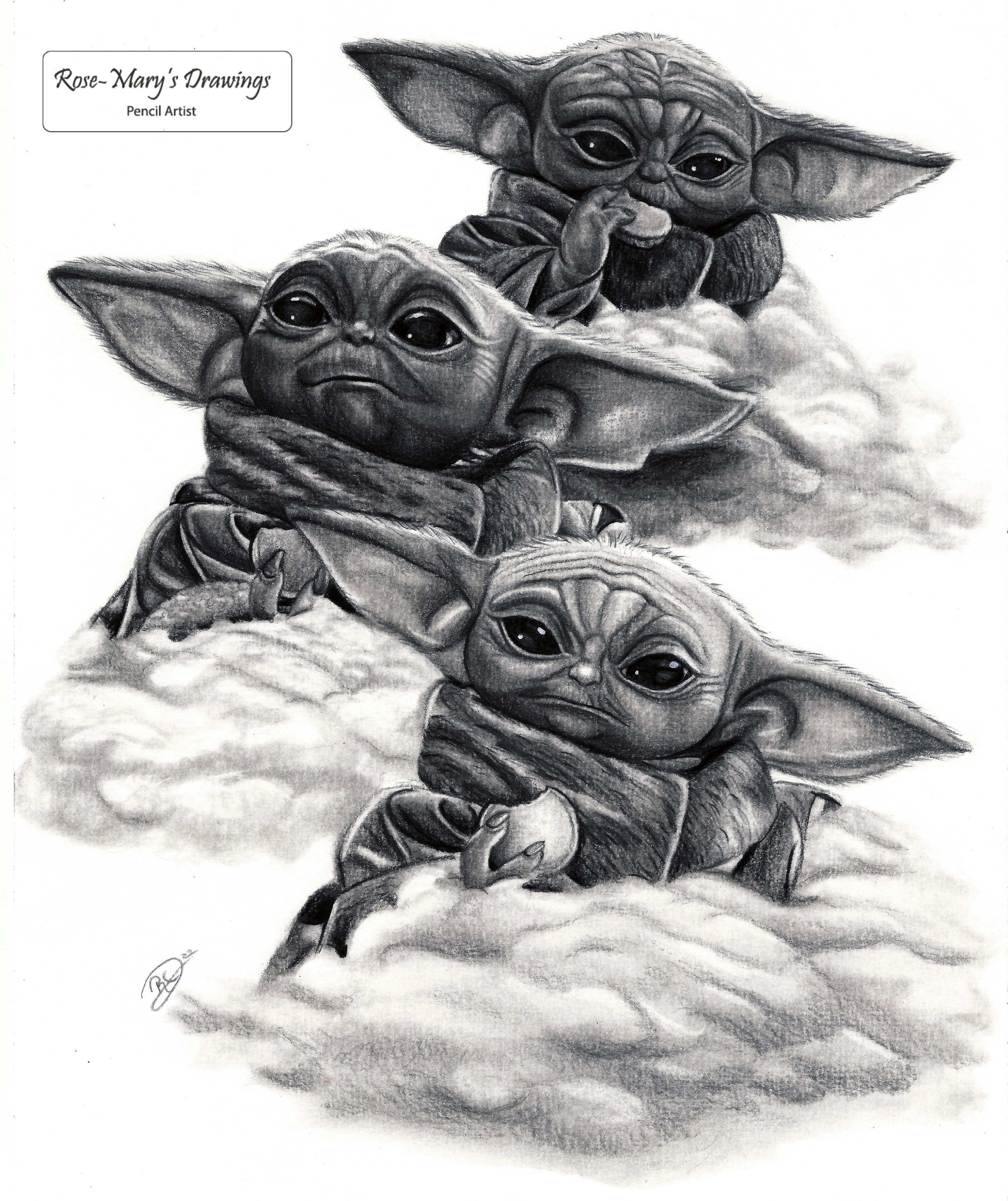 Grogu Graphite Pencil Drawing | Baby Yoda | the Mandalorian Fan Art ...