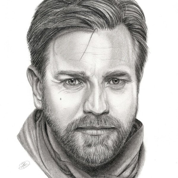 Dibujo de Ewan McGregor - Obi-Wan Kenobi fan art - retrato grafito - Star Wars -