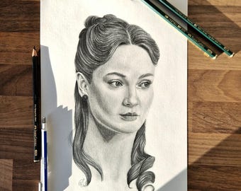 Francesca Bridgerton graphite pencil drawing - Hannah Dodd - Netflix series