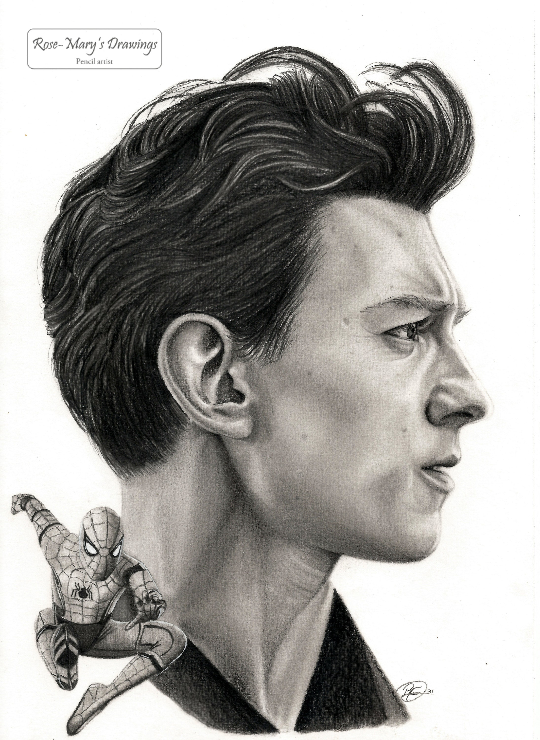 Tom Holland Graphite Pencil Drawing Spider man Marvel Fan Art Tom Holland Graphite Pencil Drawing Spider man Marvel Fan Art