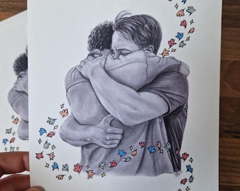 Lámina artística inspirada en Heartstopper Forever - Tamaño A5 - Nick y Charlie - Alice Oseman