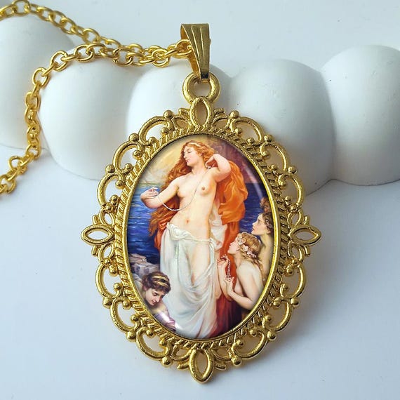 Aphrodite Necklace – The Pearls of Aphrodite Art Pendant, Mythology Jewelry, Classical Art Necklace, Goddess Aphrodite Jewelry