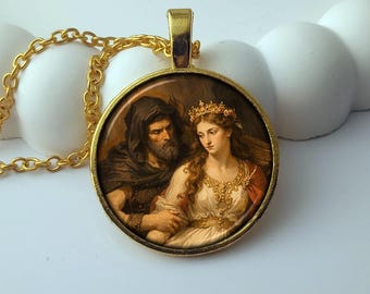 Persephone and Hades Necklace – Greek Mythology Pendant, Mythological Love Art Jewelry