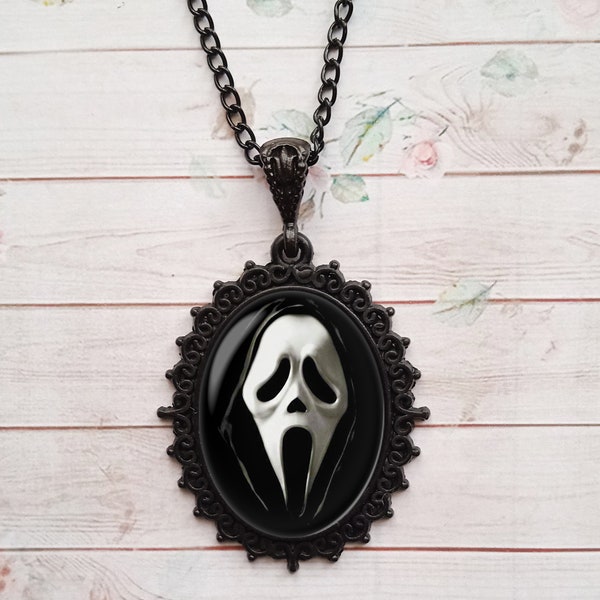 Collier Ghostface Scream, film d'horreur, effrayant, effrayant, pendentif gothique