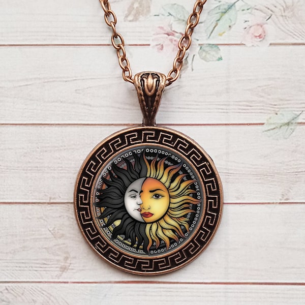 Sun And Moon Necklace, Celestial Astrology Jewelry
