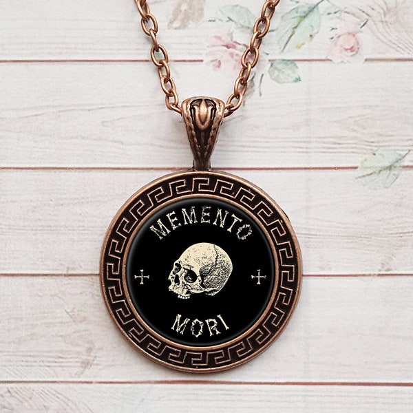 Memento Mori Necklace, Skull Pendant Jewelry, Gothic Dark Art, Occult Wiccan