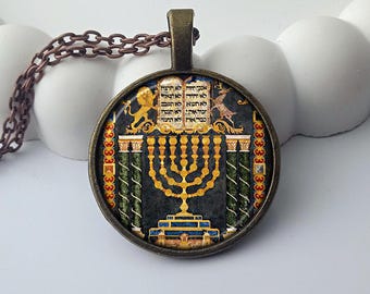Menorah Necklace – Jewish Symbol Pendant, Spiritual Art Jewelry