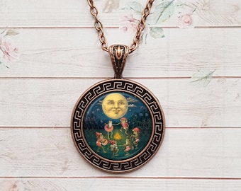 Frogs Dancing Under The Moon Necklace, Goblincore, Dark Cottagecore, Dark Academia, Fairycore