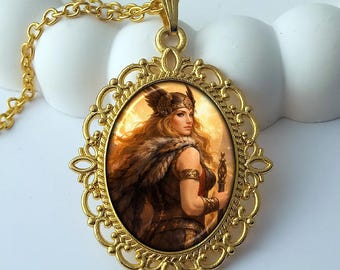 Freya Goddess Pendant Necklace – Norse Mythology Jewelry for Pagan & Viking Art Lovers