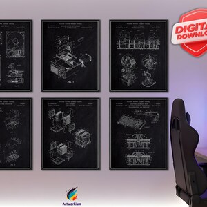 Electronics Patent Art Prints: Computer Wall Art, Set of 6 [Volume 1 - Black Chalkboard] (Digital Download)