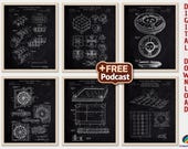 Game Patent Art Prints + PODCAST: Classic Board Games, Set of 6 [Volume 3 - Black] (Digital Download)