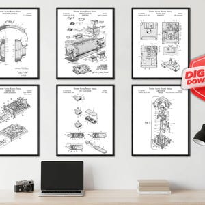 Electronics Patent Art Prints: Geeky Computer Room Decor (Set of 6) [Volume 3 - White] (Digital Download)