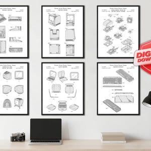 Apple Computer Patent Art Prints - Set of 6 [White] (Digital Download)