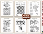 Game Patent Prints Set + PODCAST: Vintage Board Games Art [Volume 1 - White] (Digital Download)