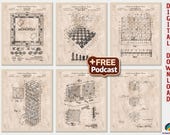 Game Patent Prints Set + PODCAST: Vintage Board Games Art [Volume 2 - Old Paper] (Digital Download)