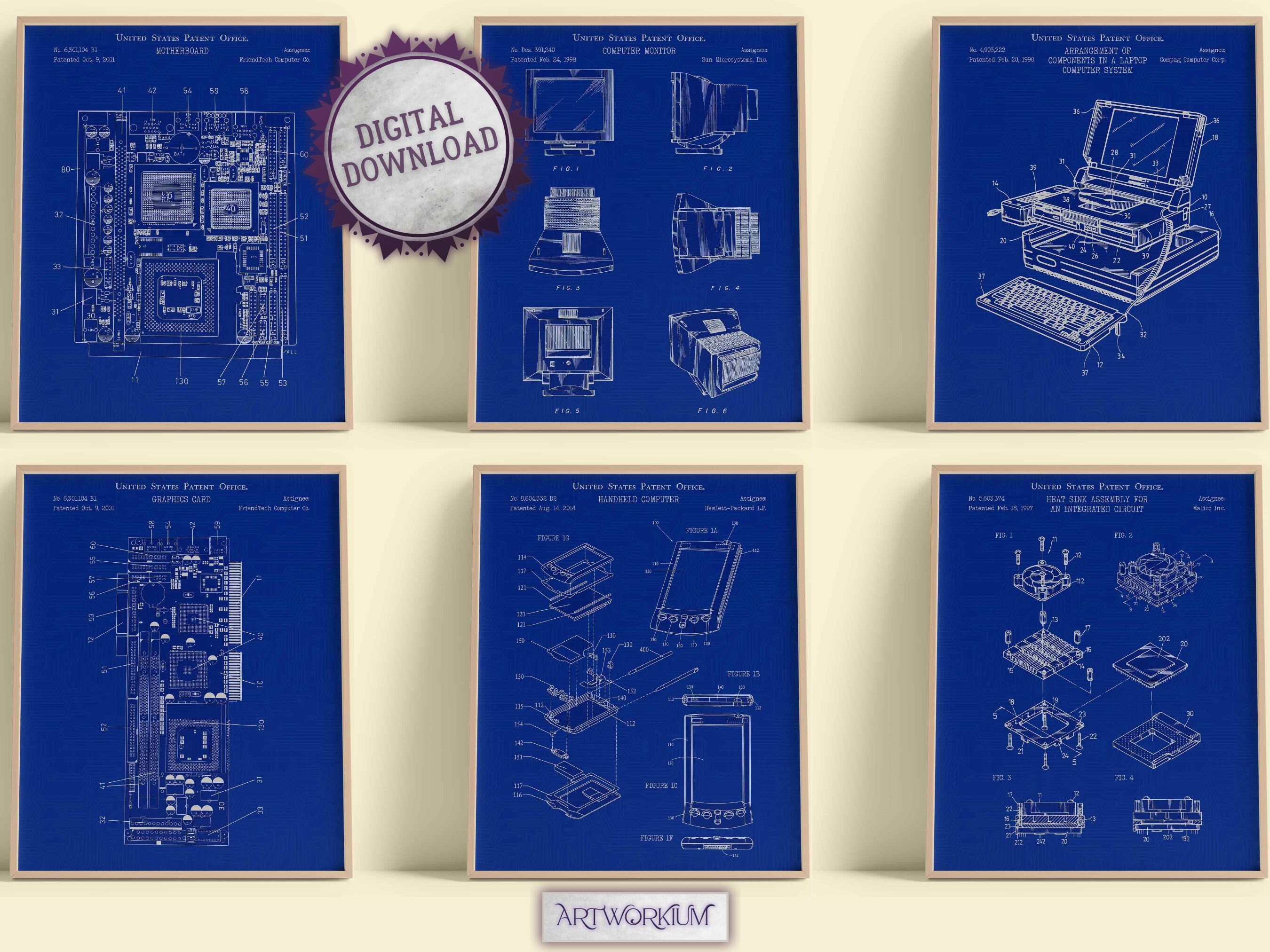Set of 6 Computers & Electronics Patent Prints vol. 2 Blueprint