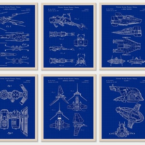 Set Of 6 Starwars Patent Prints [Vol. 1 - Blueprint] X Wing Poster, Movies Wall Art, Starfighter, Movie Art, Poster Decor Geek Gifts
