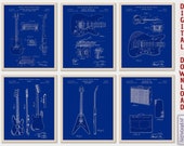 Guitar Patent Blueprint Art Prints - Set of 6 [Blueprint] (Instant Download)