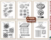 Game Patent Prints Set + PODCAST: Vintage Board Games Art [Volume 3 - White] (Digital Download)