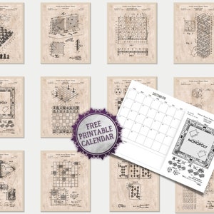 Set of 12 Game Patent Prints [Vol.1+2 - Old Paper] Classic Games Night.Retro Tabletop Games Wall Art. Board Games Lover Gift.Game Room Decor