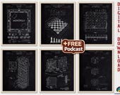 Game Patent Prints + PODCAST: Chalkboard Art, Set of 6 [Volume 2 - Black] (Digital Download)