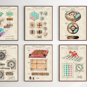 12 Game Patent Prints [Vol. 3 - Colored Pencil] | Classic Games Night. Retro Games Wall Art. Board Games Lover Gift. Game Room Decor