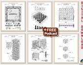 Game Patent Prints Set + PODCAST: Vintage Board Games Art [Volume 2 - White] (Digital Download)