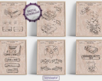 Retro Game Console Patent Prints: Gamer Room Wall Art  [Volume 1 - Old Paper] (Digital Download)