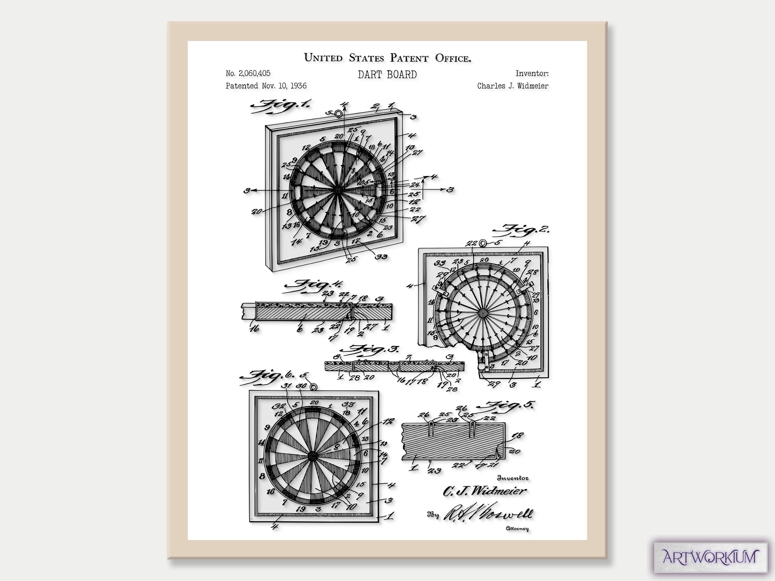 Buy Set of 6 Game Patent Prints vol. 3 White Classic Games Night. Retro ...