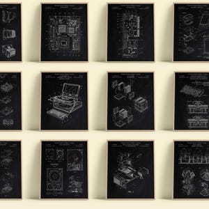 Computer Patent Art Prints (Set of 12) - [Volumes 1 & 2 - Black] (Digital Download)