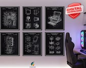 Computer Patent Prints: Chalkboard Art, Set of 6 [Volume 2 - Black] (Digital Download)