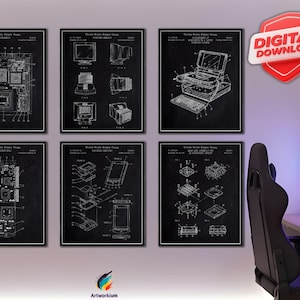 Impresiones de patentes de computadoras: Arte de pizarra, juego de 6 [Volumen 2 - Negro] (Descarga digital)