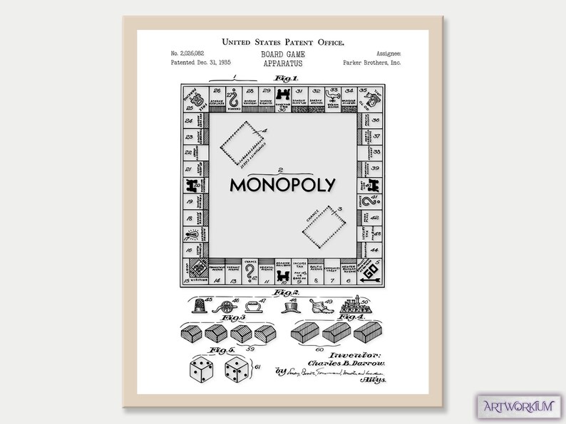 Set of 6 Game Patent Prints vol. 2 White Classic Games - Etsy