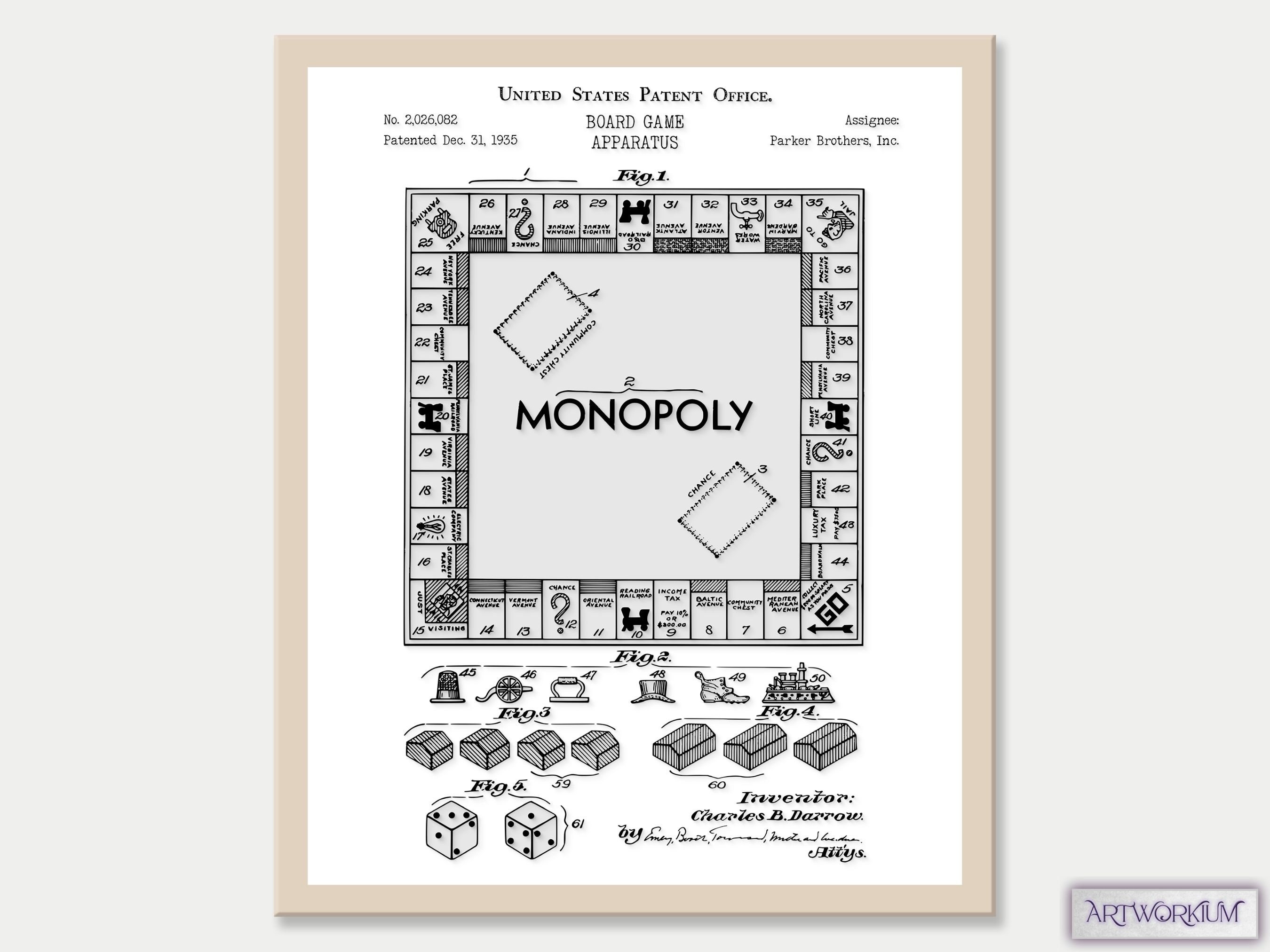 Set of 6 Game Patent Prints vol. 2 White Classic Games Night. Retro ...