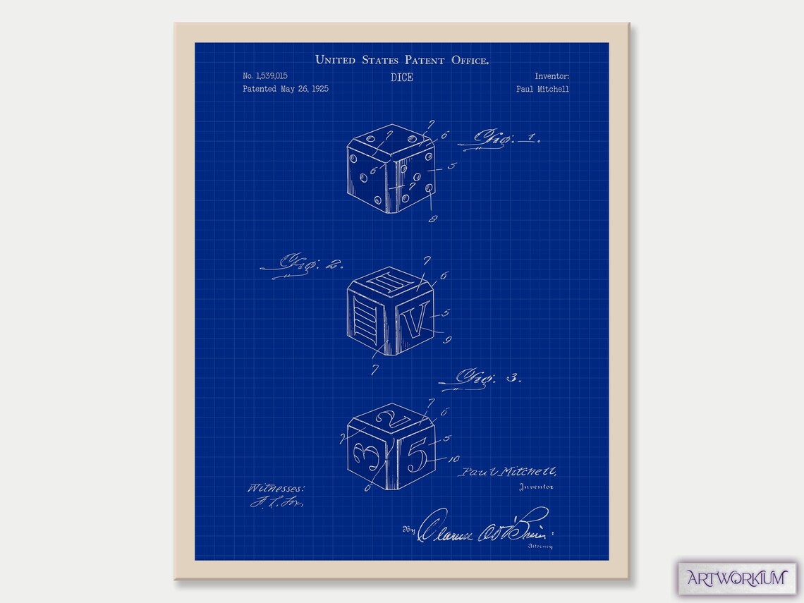 Set of 6 Game Patent Prints vol. 2 Blueprint Classic Games Night. Retro ...