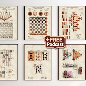 Impresiones de patentes de juegos antiguos + PODCAST: Arte de juegos de mesa clásicos [Volumen 1 - Lápiz de color] (Descarga digital)