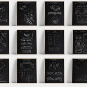Retro Game Console Patent Art Prints: Black Chalkboard Gamer Decor [Volumes 1 & 2 - Black] (Digital Download)