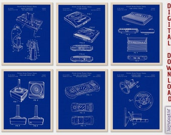 Retro Spielekonsole Patent Prints: Blueprint Gaming Room Wandkunst [Band 4 - Blueprint] (Digitaler Download)