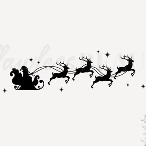 Santa Reindeer Sleigh Silhouette Svg Christmas Sleigh - Etsy