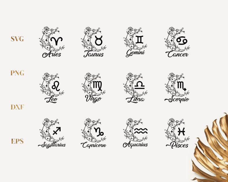 Zodiac Sign Svg Zodiac Bundle Svg Astrology Svg Horoscope - Etsy Canada