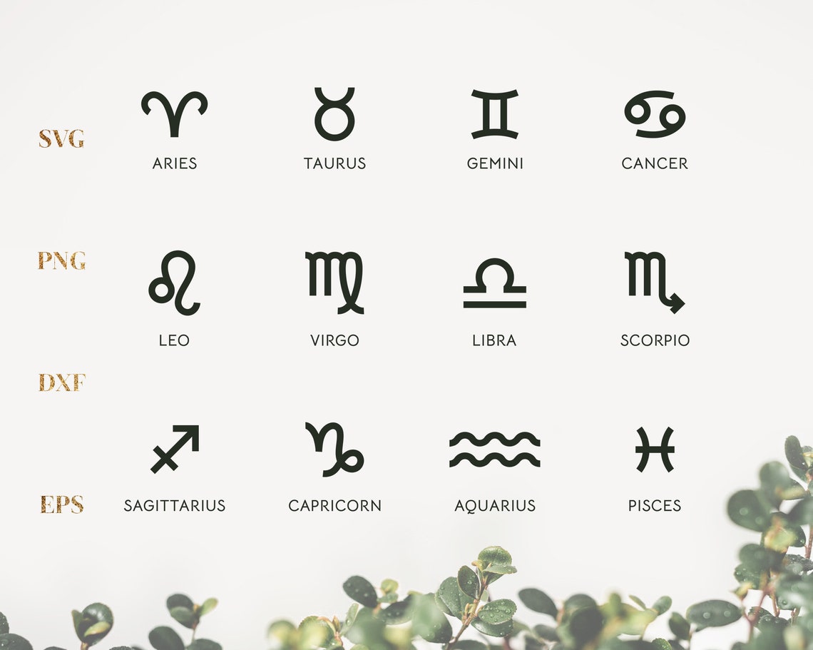 Sternzeichen Sternzeichen Namen Bundle SVG PNG Cut Datei | Etsy