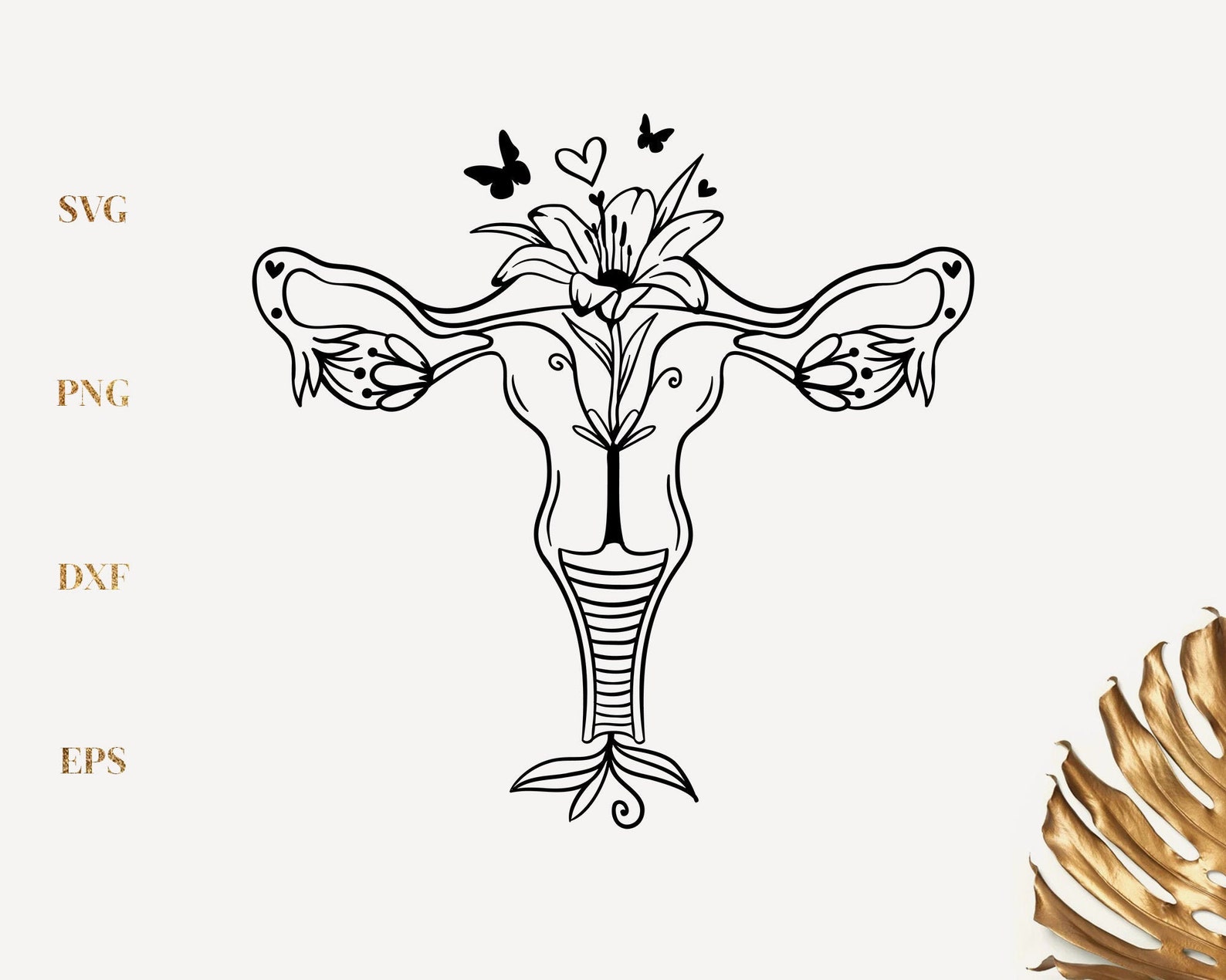 Floral Uterus SVG Uterus with flowers and butterflies Flower | Etsy