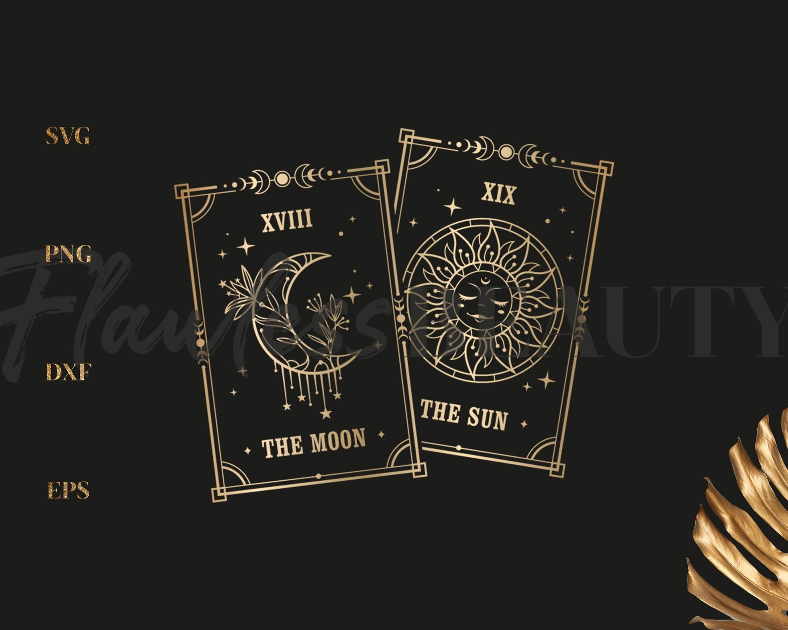 Tarot Cards Sun and Moon SVG Tarot Card Png Tarot Cards Svg Etsy